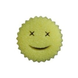 Burete de Vase, Flippy, Rotund, din Burete PU, Model Smiley Face, Doua Fete, 10 x 4 cm, Galben