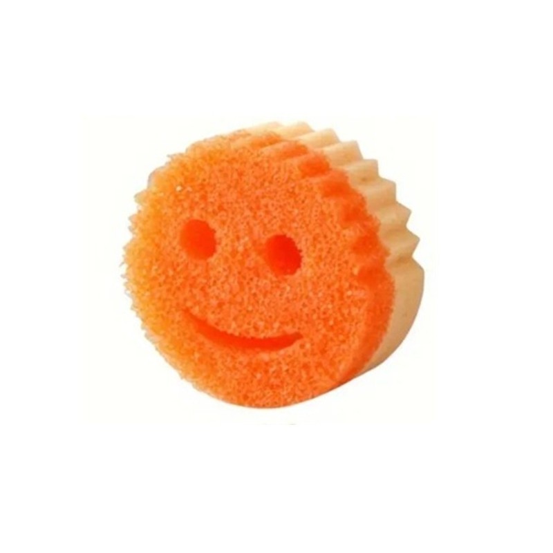 Burete de Vase, Flippy, Rotund, din Burete PU, Model Smiley Face, Doua Fete, 10 x 4 cm, Portocaliu/Galben