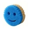 Burete de Vase, Flippy, Rotund, din Burete PU, Model Smiley Face, Doua Fete, 10 x 4 cm, Galben/Albastru