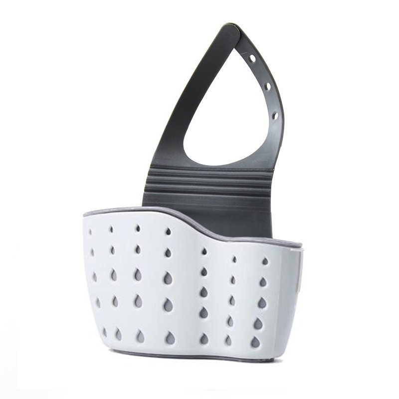 Suport Scurgere pentru Burete si Laveta de Vase Bucatarie, Flippy, Albastru, Curea Reglabila, Plastic Flexibil, 15x 5x 21cm