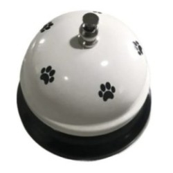 Clopotel Metalic Multifunctional, Flippy, Alb cu Imprimeu Labuta Neagra, 7.5x7.5x6.5 cm, Dresaj, Receptie, Restaurante