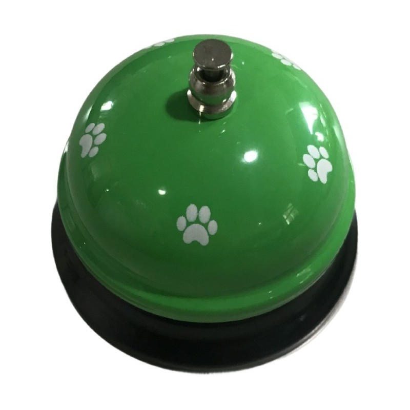 Clopotel Metalic Multifunctional, Flippy, Verde cu Imprimeu Labuta Alba, 7.5x7.5x6.5 cm, Dresaj, Receptie, Restaurante