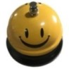 Clopotel Metalic Multifunctional, Flippy, Galben cu Imprimeu Smiley Face, 7.5x7.5x6.5 cm, Receptie, Restaurant, Cafenele