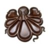 Platou pentru Servire, Flippy, in Forma de Caracatita, 8 Compartimente pentru Mezeluri Branzeturi Snacksuri, Design Artistic, din Lemn Masiv, 26 x 25 x 3 cm, Maro inchis