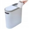 Cos de Gunoi, Flippy, din Plastic, Capac cu Ridicare Automata, Maner si Compartiment Depozitare, 31.5 x 14 x 30 cm, Alb/Gri