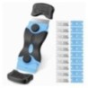 Racleta Multifunctionala pentru Curatare Sticla si Ceramica, Flippy, Design Ergonomic, Maner Anti-alunecare, Include 20 de Lame de Schimb, 12,5 x 4,5 cm, Albastru