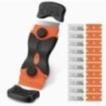 Racleta Multifunctionala pentru Curatare Sticla si Ceramica,  Flippy, Design Ergonomic, Maner Anti-alunecare, Include 20 de Lame de Schimb, 12,5 x 4,5 cm, Portocaliu