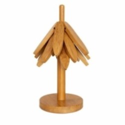 Suport Termic pentru Vase Fierbinti, Flippy, Bambus, Izolatie Termica, Rezistenta la Temperatura Inalta, 21 x 13.5 cm, Maro Deschis