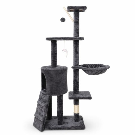 Ansamblu de Joaca pentru Pisici, Flippy, Cat Climbing Frame Multifunctional, cu Platforme, Cusca, Hamac si Scara de Catarare, 49x35x135 cm, Negru